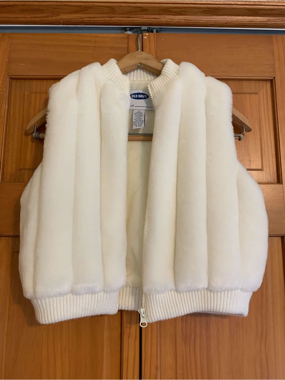 Old Navy Girls' Cream Faux Fur Zip Vest - Vintage